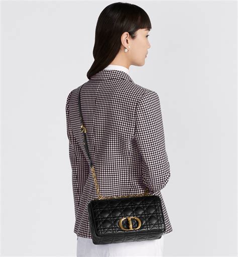 dior caro pouch black supple cannage calfskin